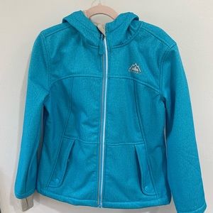Snozu Girls 7/8 Polyester Faux Fur lined Blue Shell Thumb Hole Full Zip Jacket